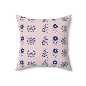Blue Flowers Throw Pillow – Polyester Square - Dipaliz - Pillows