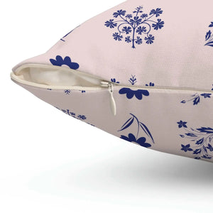Blue Flowers Throw Pillow – Polyester Square - Dipaliz - Pillows