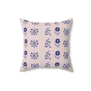 Blue Flowers Throw Pillow – Polyester Square - Dipaliz - Pillows
