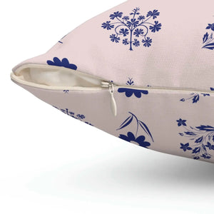 Blue Flowers Throw Pillow – Polyester Square - Dipaliz - Pillows