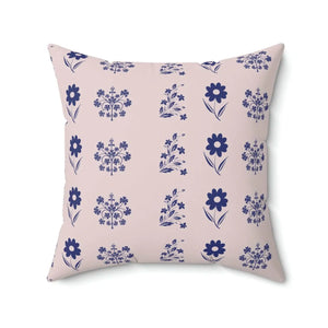 Blue Flowers Throw Pillow – Polyester Square - Dipaliz - Pillows