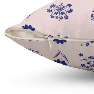 Blue Flowers Throw Pillow – Polyester Square - Dipaliz - Pillows