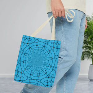 Blue Geometric Print Tote Bag - Stylish Everyday - Dipaliz - Bags