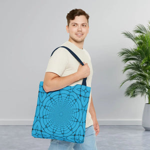 Blue Geometric Print Tote Bag - Stylish Everyday - Dipaliz - Bags