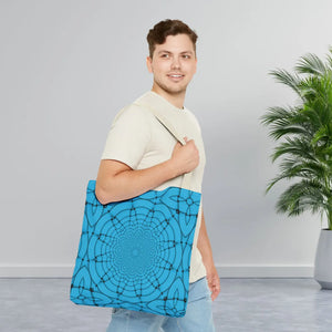 Blue Geometric Print Tote Bag - Stylish Everyday - Dipaliz - Bags