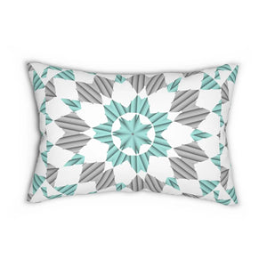 Blue and Grey Geometric Spun Polyester Pillow - Dipaliz - Throw Pillows