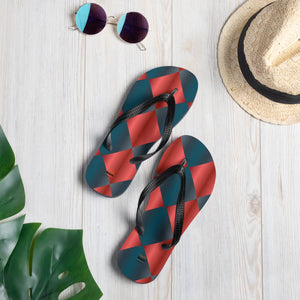 Blue and Red Flip Flops – Geometric Summer - Dipaliz - Slippers