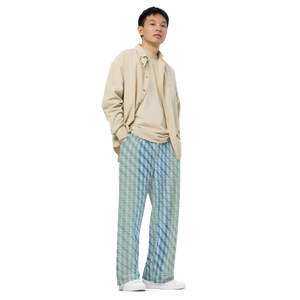Vibrant Wide Leg Pants - Blue Yellow Check Casual - Dipaliz - Trousers