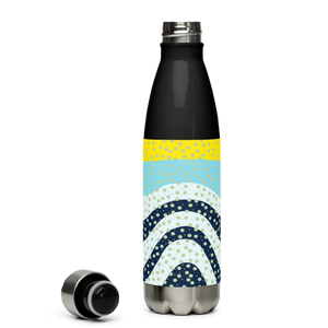 Yellow Wavy Pattern Water Bottle - Stainless Steel - Dipaliz - Bottles