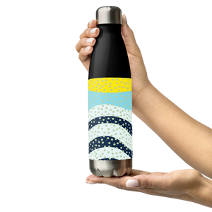 Yellow Wavy Pattern Water Bottle - Stainless Steel - Dipaliz - Bottles