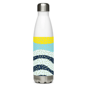 Yellow Wavy Pattern Water Bottle - Stainless Steel - Dipaliz - Bottles
