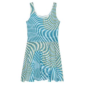 Blue and Yellow Stripes Skater Dress Polyester - Dipaliz - Dresses - Xs