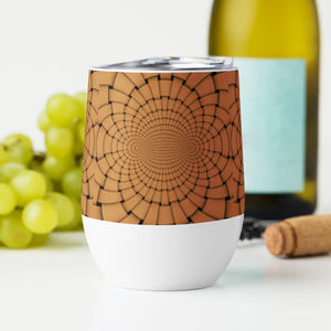 Brown Geometric Wine Tumbler - Insulated Outdoor - Dipaliz - Tumblers