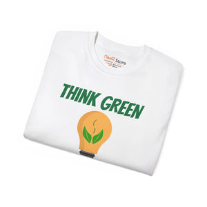 Eco-friendly Ultra Cotton Tee - Think Green Bulb Design - Dipaliz - T-shirts