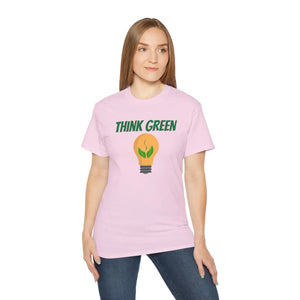 Eco-friendly Ultra Cotton Tee - Think Green Bulb Design - Dipaliz - T-shirts