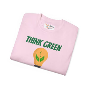 Eco-friendly Ultra Cotton Tee - Think Green Bulb Design - Dipaliz - T-shirts