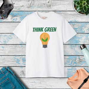 Eco-friendly Ultra Cotton Tee - Think Green Bulb Design - Dipaliz - T-shirts