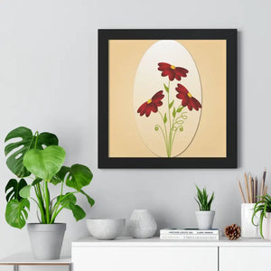 Red Flowers Gallery Canvas Wraps Framed Horizontal Poster - Dipaliz - 16″ x / Black - Posters Prints & Visual Artwork