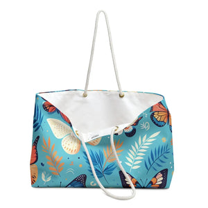 Ocean Breeze Butterflies Weekender Bag - Oversized Polyester - Dipaliz - Tote Bags