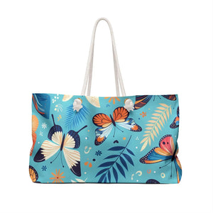 Ocean Breeze Butterflies Weekender Bag - Oversized Polyester - Dipaliz - Tote Bags