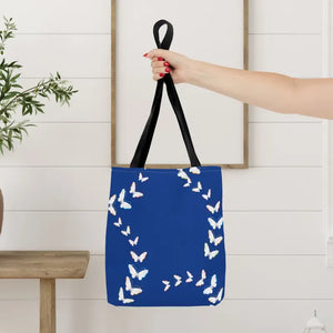 Butterflies Tote Bag Blue All Over Print Nature Design Dipaliz - 13’’ × / Black - Bags