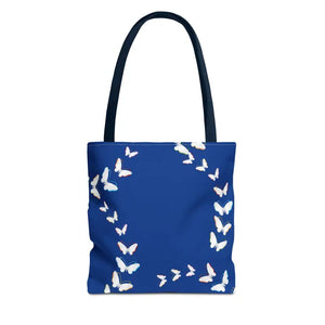 Butterflies Tote Bag Blue All Over Print Nature Design Dipaliz - 13’’ × / Navy - Bags