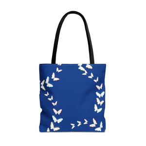 Butterflies Tote Bag Blue All Over Print Nature Design Dipaliz - 18’’ × / Black - Bags