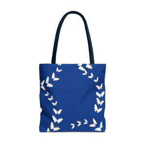 Butterflies Tote Bag Blue All Over Print Nature Design Dipaliz - 18’’ × / Navy - Bags