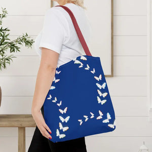 Butterflies Tote Bag Blue All Over Print Nature Design Dipaliz - Bags