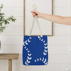 Butterflies Tote Bag Blue All Over Print Nature Design Dipaliz - Bags