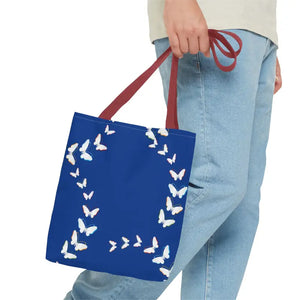 Butterflies Tote Bag Blue All Over Print Nature Design Dipaliz - Bags