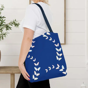 Butterflies Tote Bag Blue All Over Print Nature Design Dipaliz - Bags