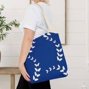 Butterflies Tote Bag Blue All Over Print Nature Design Dipaliz - Bags