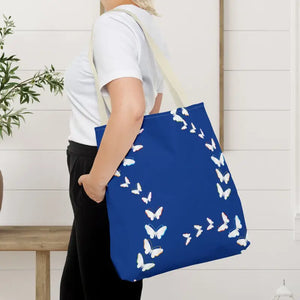 Butterflies Tote Bag Blue All Over Print Nature Design Dipaliz - Bags