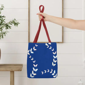 Butterflies Tote Bag Blue All Over Print Nature Design Dipaliz - Bags