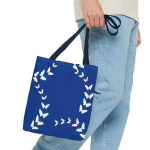 Butterflies Tote Bag Blue All Over Print Nature Design Dipaliz - Bags