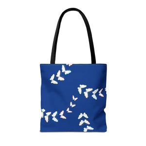 Butterflies Tote Bag Blue All Over Print Nature Design Dipaliz - Bags