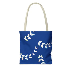 Butterflies Tote Bag Blue All Over Print Nature Design Dipaliz - Bags