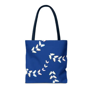 Butterflies Tote Bag Blue All Over Print Nature Design Dipaliz - Bags