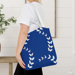 Butterflies Tote Bag Blue All Over Print Nature Design Dipaliz - Bags