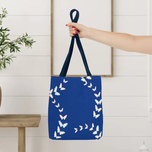 Butterflies Tote Bag Blue All Over Print Nature Design Dipaliz - Bags