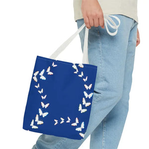 Butterflies Tote Bag Blue All Over Print Nature Design Dipaliz - Bags