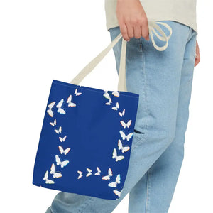 Butterflies Tote Bag Blue All Over Print Nature Design Dipaliz - Bags