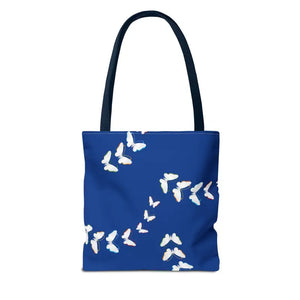 Butterflies Tote Bag Blue All Over Print Nature Design Dipaliz - Bags