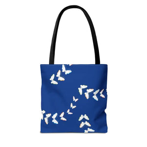Butterflies Tote Bag Blue All Over Print Nature Design Dipaliz - Bags