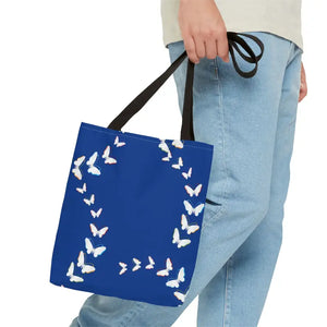 Butterflies Tote Bag Blue All Over Print Nature Design Dipaliz - Bags