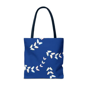 Butterflies Tote Bag Blue All Over Print Nature Design Dipaliz - Bags