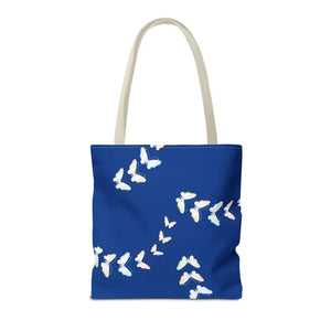 Butterflies Tote Bag Blue All Over Print Nature Design Dipaliz - Bags