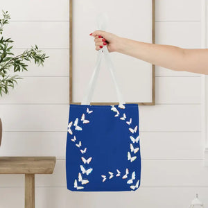 Butterflies Tote Bag Blue All Over Print Nature Design Dipaliz - Bags