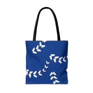 Butterflies Tote Bag Blue All Over Print Nature Design Dipaliz - Bags